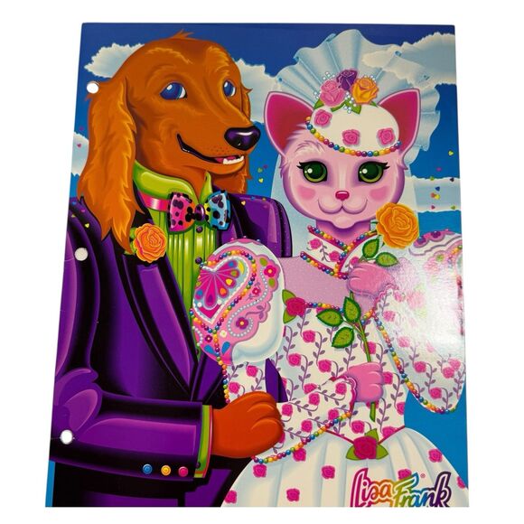 Vintage 90's Lisa Frank Houndsworth III & Meowford Wedding Folder Unused - Picture 1 of 11